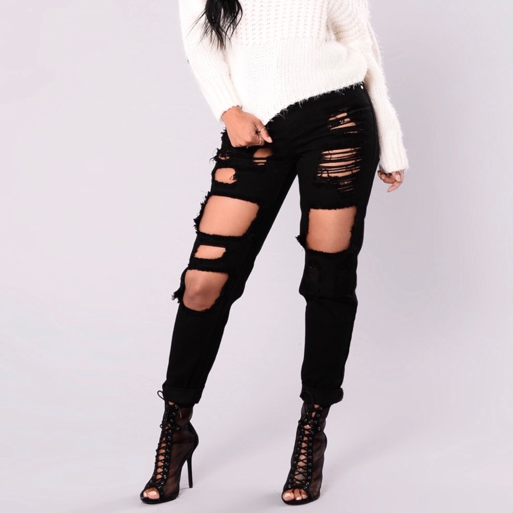 Ripped Black Boyfriend Jeans